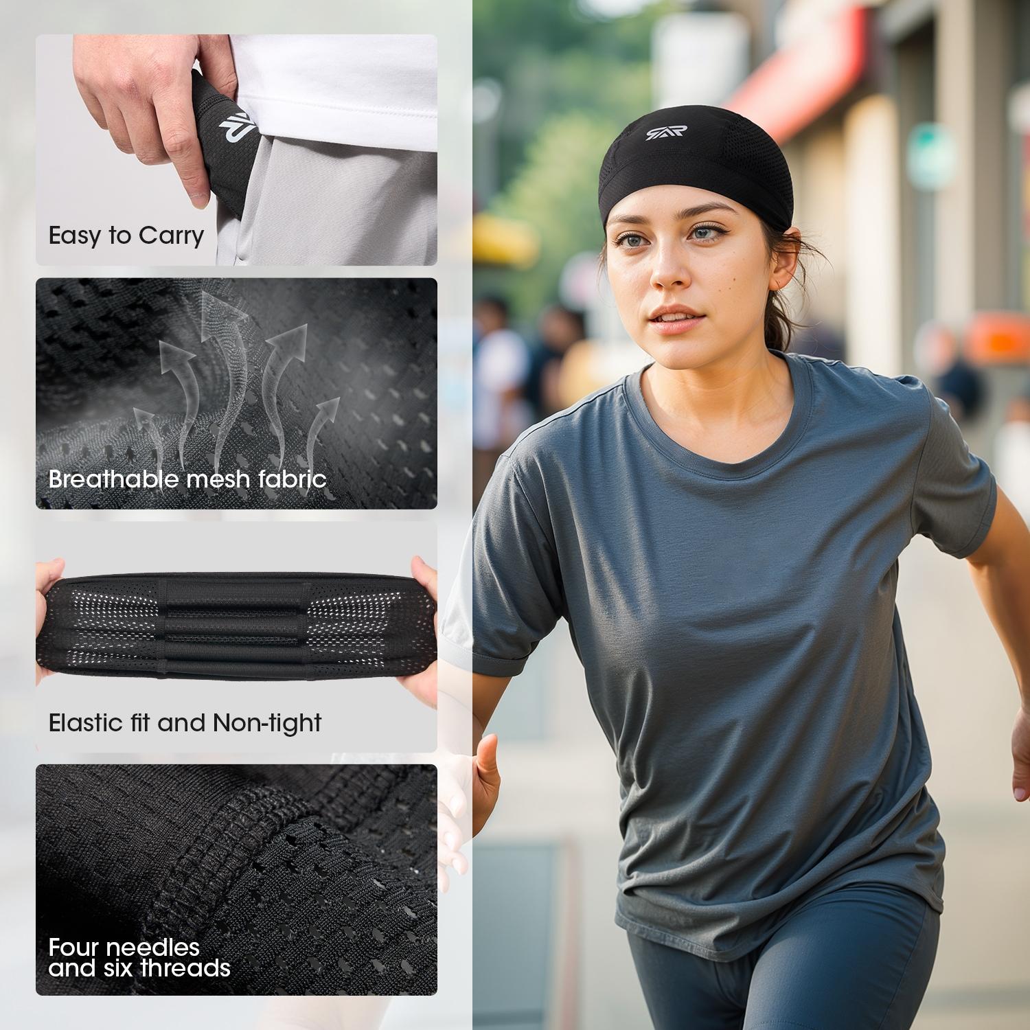 Breathable Skull Cap, 3 Counts/set Color-blocked Design Cycling Hat, Sports Hat, Quick-dry & Sweat-resistant Technology Hat for Running & Biking