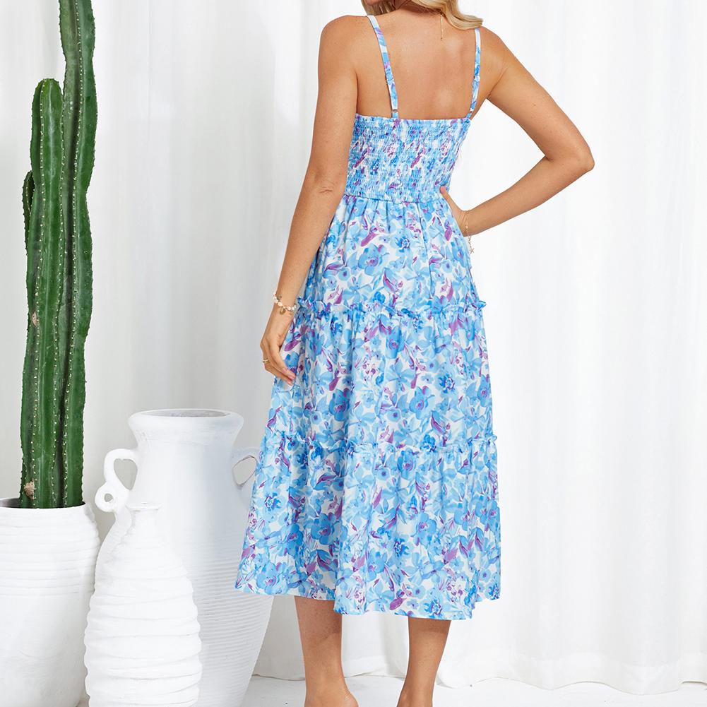 【GRACE KARIN】 Women's Summer Floral Dress Spaghetti Strap Smocked Tiered Casual Boho Maxi Long Sundress with Pockets SpringStatements 【GRACE KARIN】 Women's Summer Floral Dress Spaghetti Strap Smocked Tiered Casual Boho Maxi Long Sundress with Pockets SpringStatements