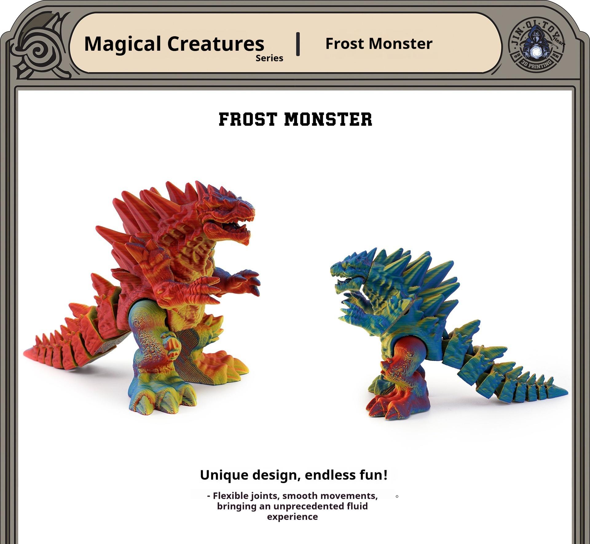 3D Printed Ice Godzilla Desktop Ornament, Transforming Figure Gift for Boys, Craftsmanship Toy, Trendy Collectible