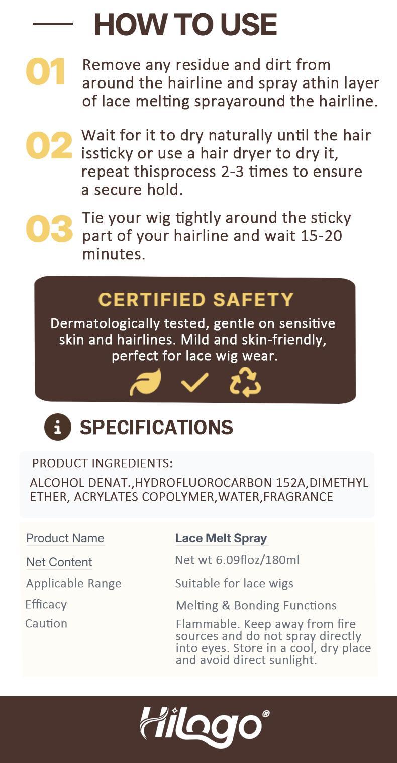 Hilogo Lace Melt Spray for Wig Install | Strong Hold & Natural Hairline Lace Melting Spray for Ashy Lace - Sweat-Proof & Slay-Proof Haircare Spray 6.09 FL OZ 180 ML#SummerWins #DealsforYouDays