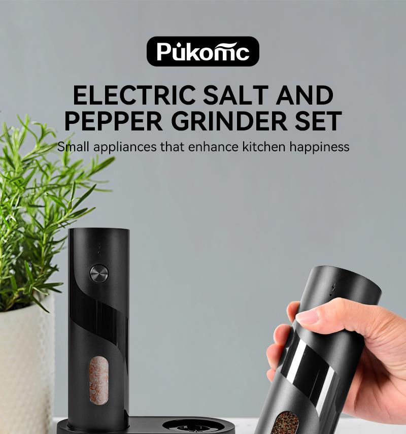 Susteas Rechargeable Electric Salt & Pepper Mill – 5 Coarseness Settings, One-Hand Use, Quick Charge. Perfect for Kitchens!