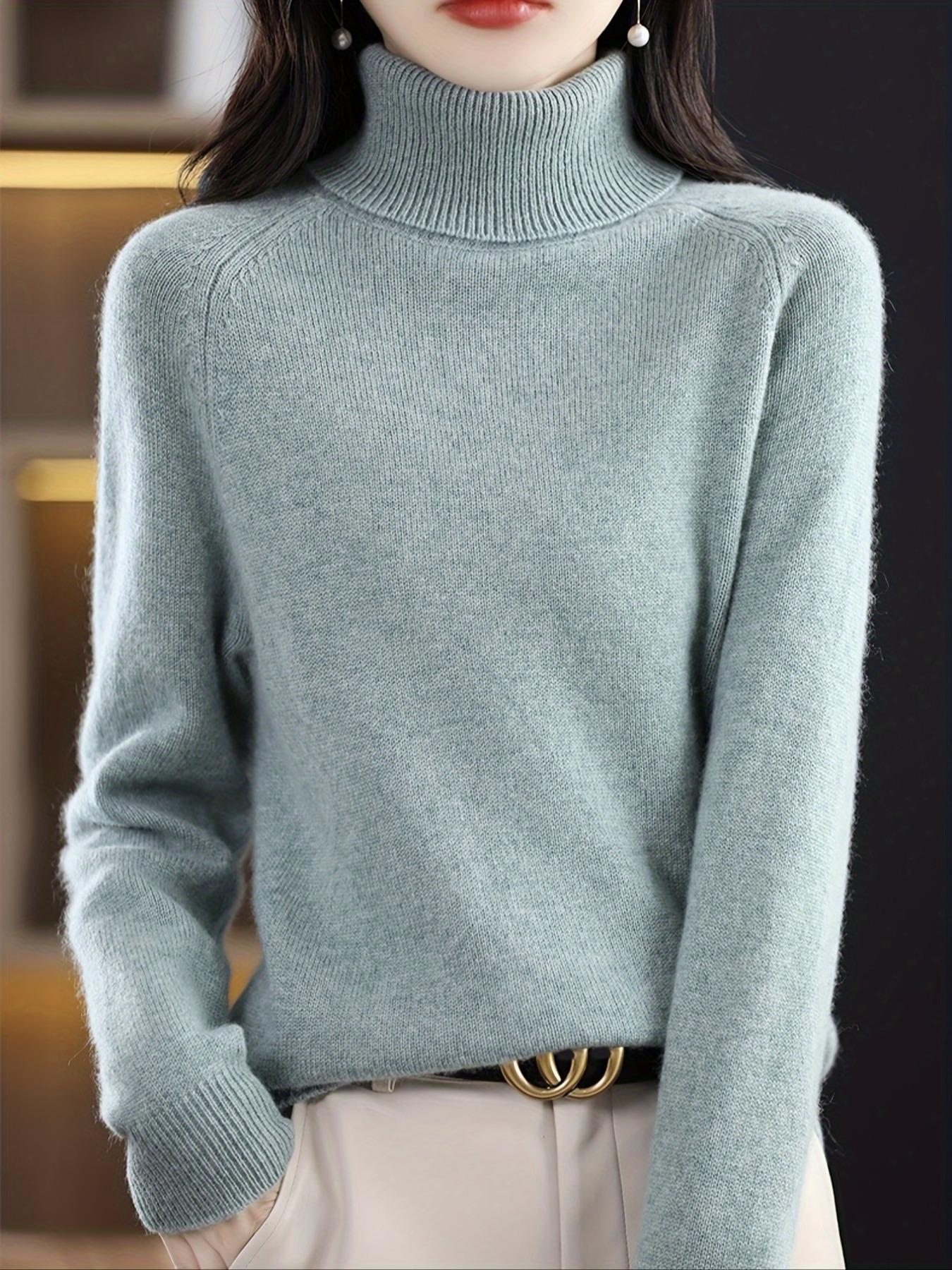 New Women's Mock Neck Sweater, Loose Knit Pullover, Warm Inner Layer Top, Casual Knitwear for Fall & Winter, Ladies Clothing