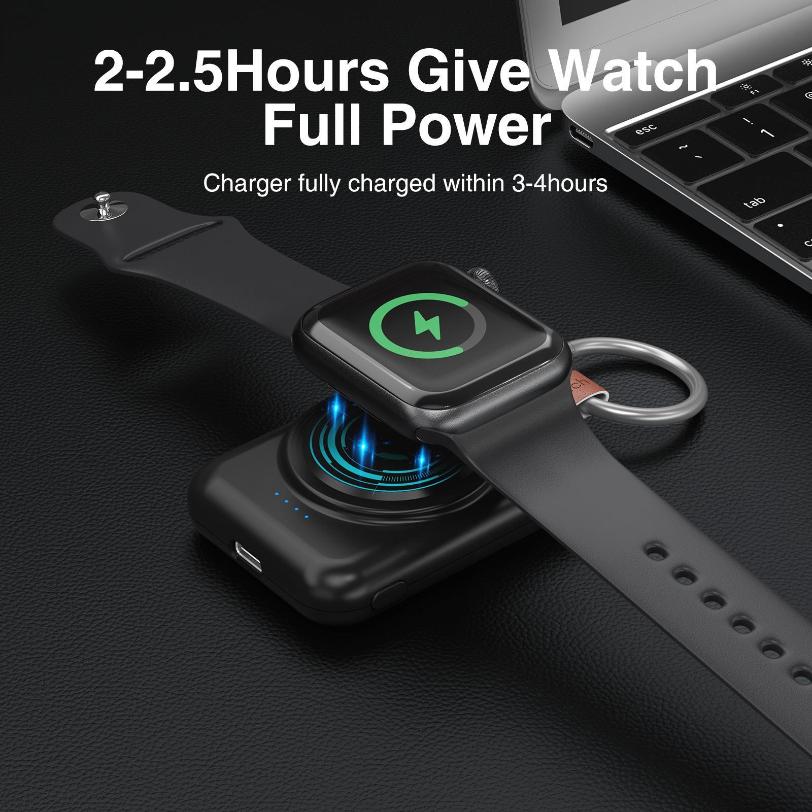 1800mAh Portable Wireless Charger for iwatch Smartwatch - USB Type C Magnetic Charging Dock with Quick-Charging Watch Wireless charger - Compact Travel Accessory