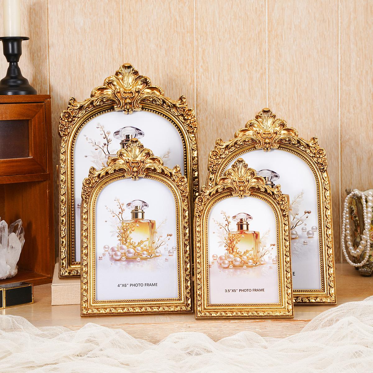 Elegant European Vintage Photo Frame, Detailed Frame, Versatile Horizontal & Vertical Use, Includes Random Inner Paper, Home Decor