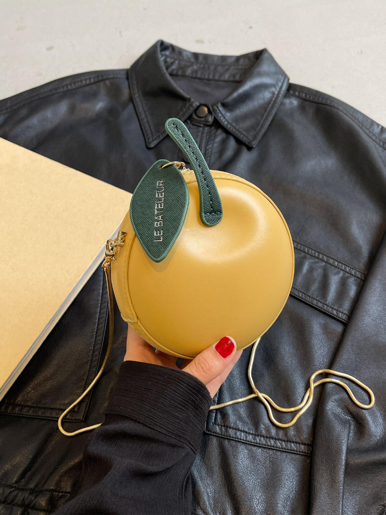 Elegant Apple-Shape Letter Design Bag, Stylish Shoulder Crossbody Purse, Perfect for Daily Use, Dates, Gatherings