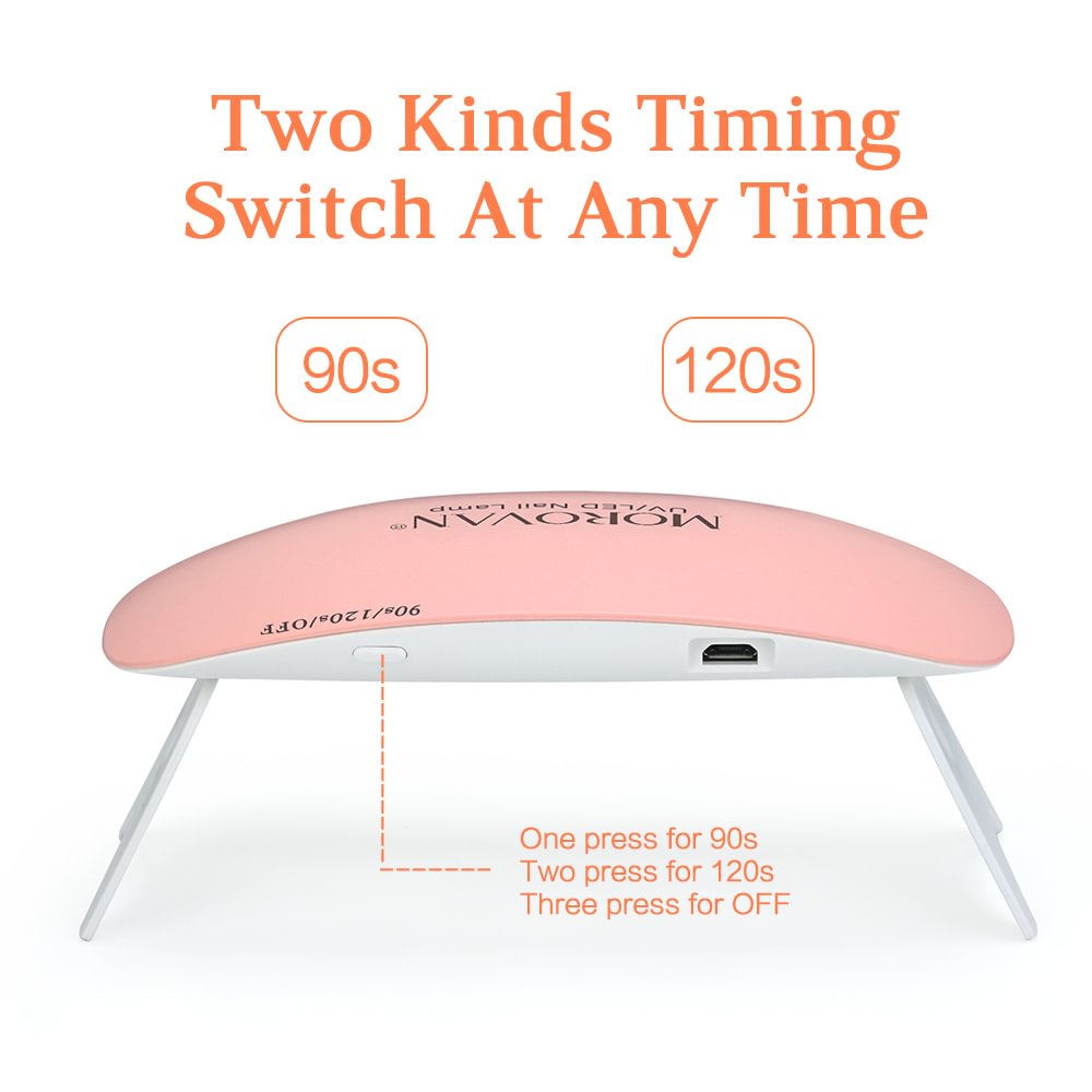 Morovan 6W UV Nail Lamp Pocketdry 8W Mini LED Light for Nails Flash Cure, USB Portable Gel Polish Dryer with 60s 120s Timer Setting, Professional Gel Curing Lamp for Manicure Nail Art Salon, Home DIY