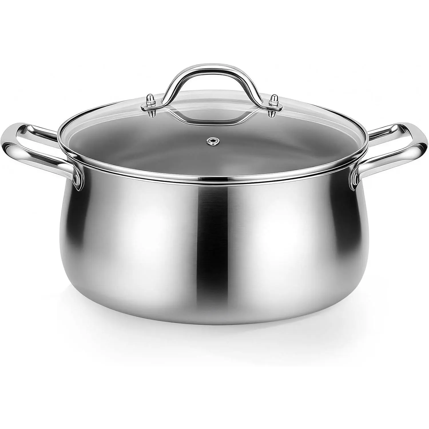 8QT Tri-Ply Stainless Steel Induction Stock Pot with Lid | Heavy Duty Nonstick Build, Great for Soup Pasta Canning Simmering & Boiling, Even Heat Distribution, Easy to Clean Cookware