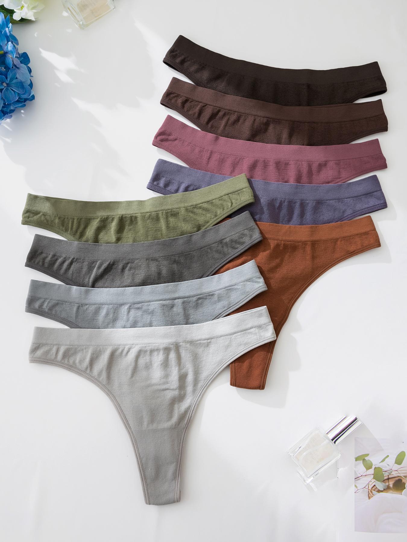 Women's Solid Color Seamless Thong, Casual Comfy Panties, Soft Comfy Breathable Panty for Daily Wear, Ladies Underwear for All Seasons