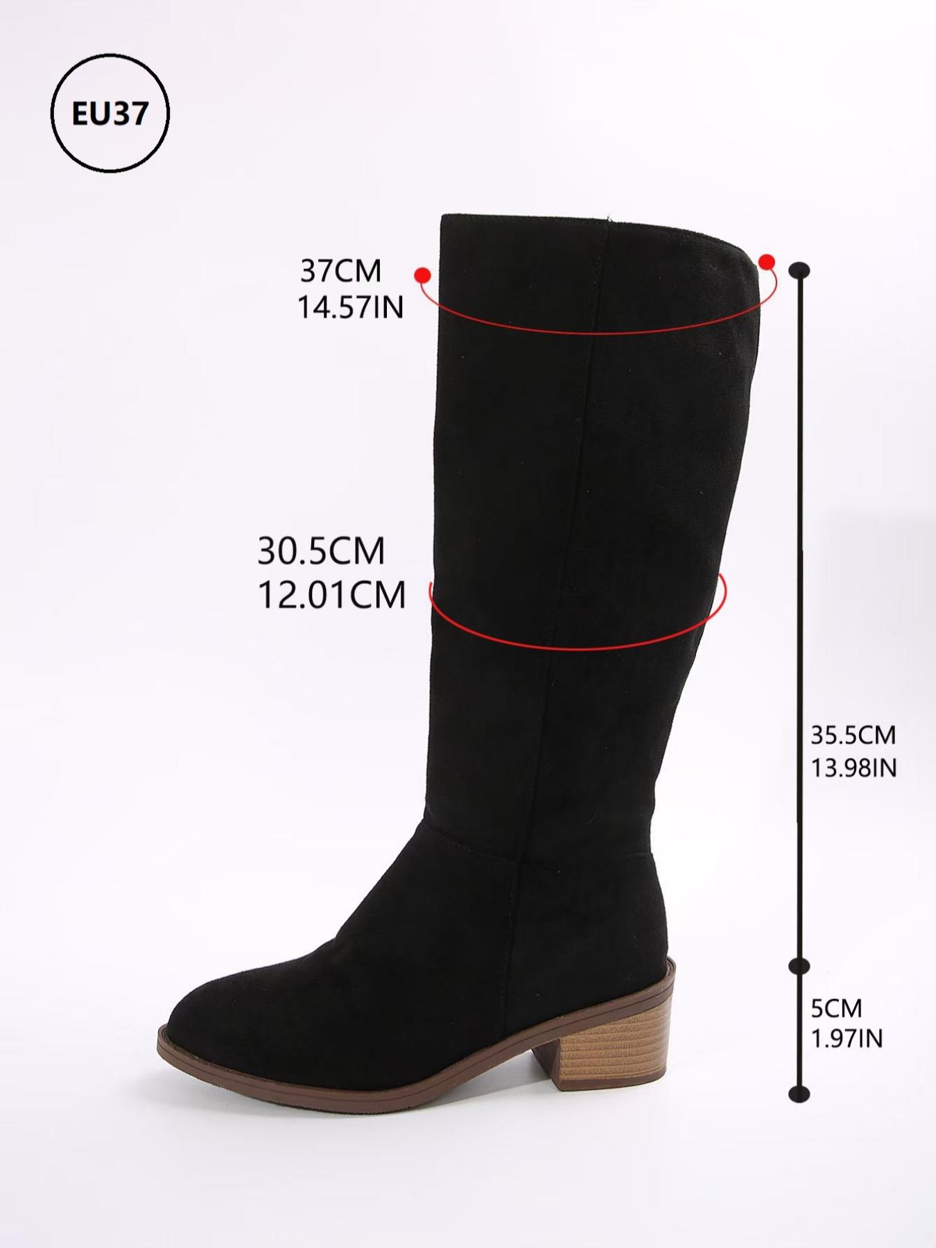 Women's Fashionable Solid Color Zipper Knee Boots, Casual Comfortable Boots for Fall & Winter, Female Versatile Trendy Shoes for Daily Wear