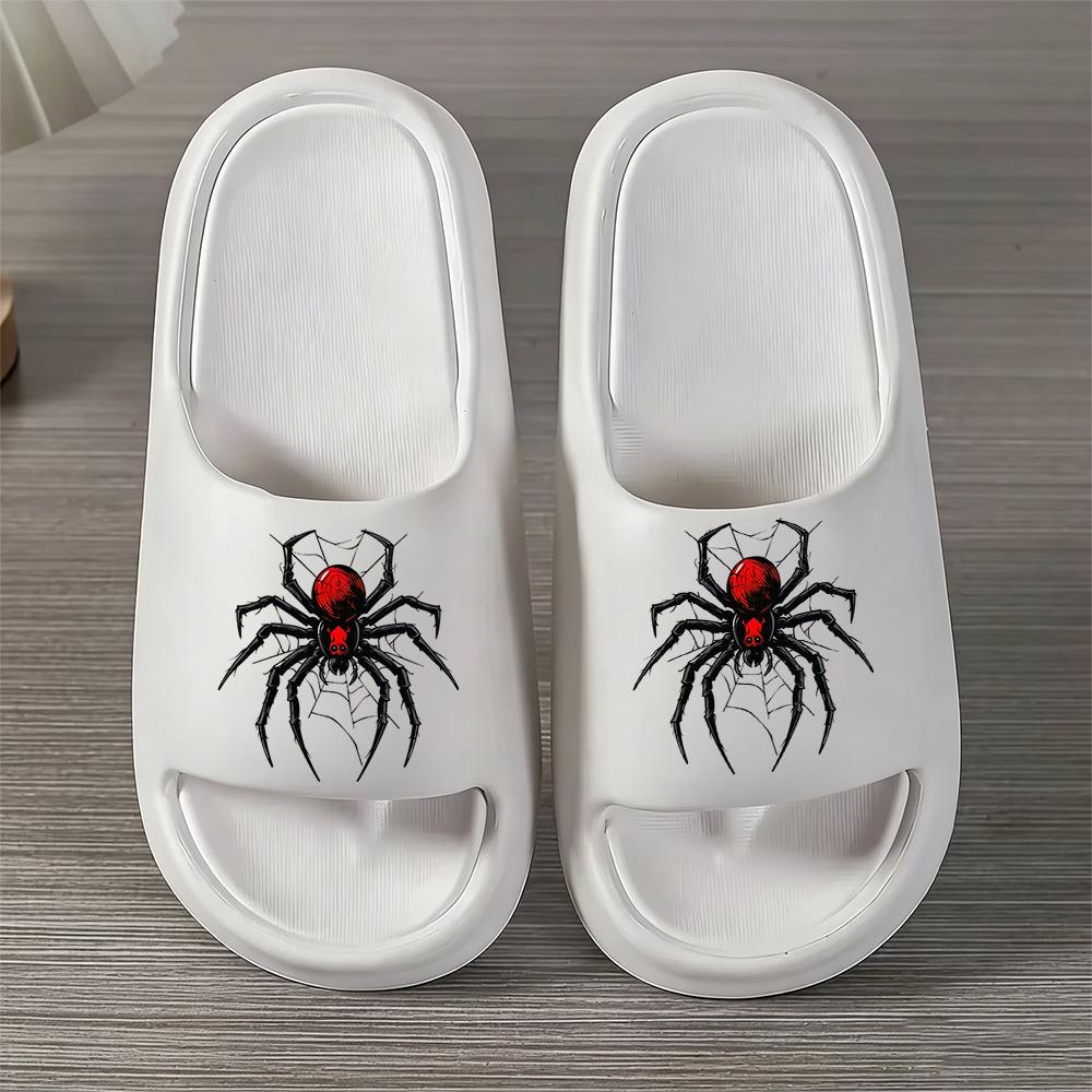 1 Pair of New Unisex Slippers, Featuring a Cool Black and Red Spider Pattern, Indoor/outdoor Slippers, Holiday Gift Slippers, Women's House Shoes, Room Slippers, Birthday Gift Slippers, Casual Slippers, Summer EVA Slippers, Bathroom Slippers