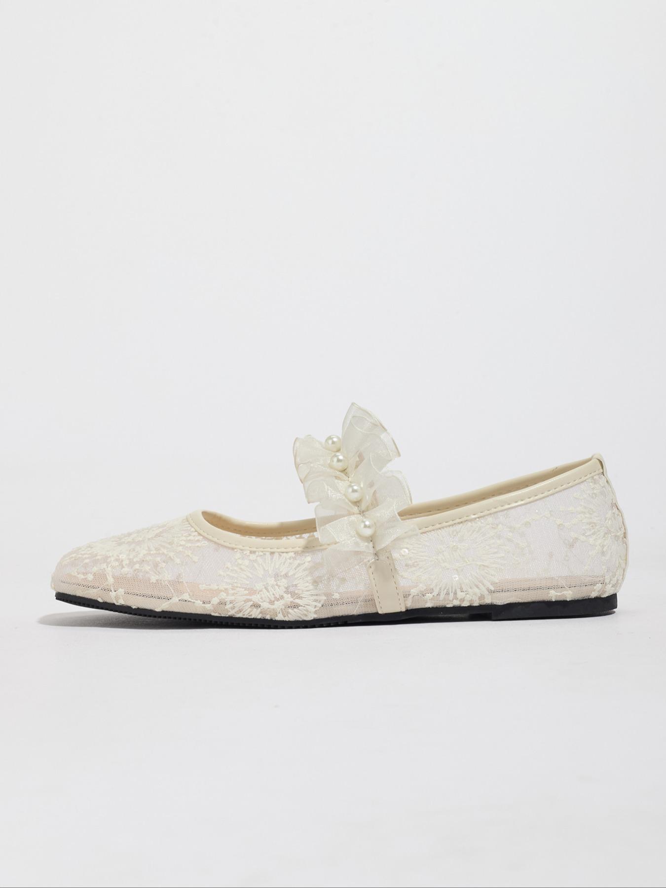 Women's Elegant Embroidery Design Ballet Flats, Trendy Soft Comfortable Flat Shoes, Fashionable Shoes for Daily Wear, Girl, Soft Sole Flats, Netted Ballet Flats