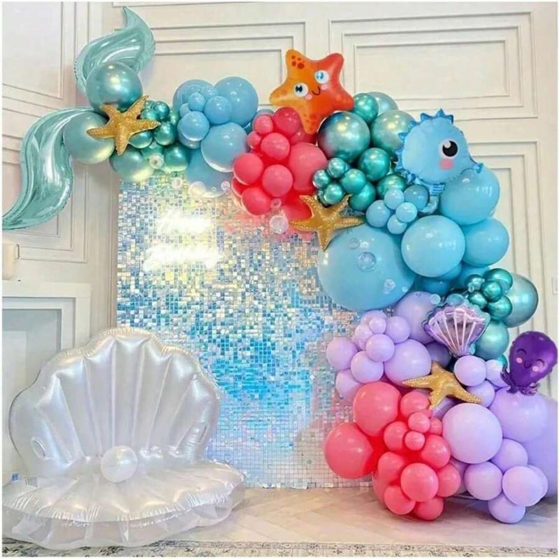 202 Piece Mermaid Balloon Garland Set, Balloon Arch Decoration, Party Balloons Decorations, Perfect for Birthday, Baptism, Wedding, Easy Installation, Indoor and Outdoor Use, Anniversary Decor