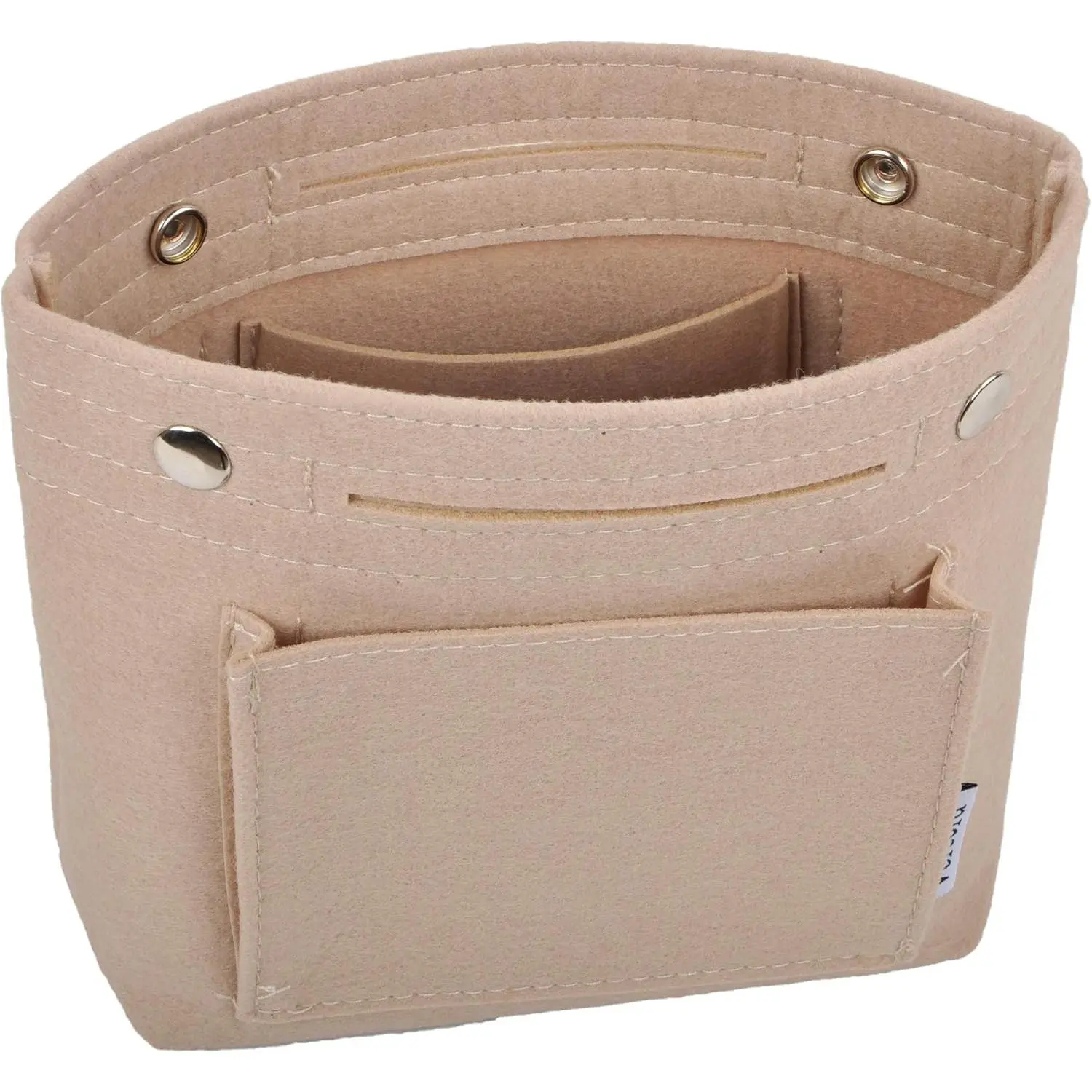 Mini Slim Felt Purse Organizer Insert for Handbag Tote Pocketbook Women Beige(Gift)