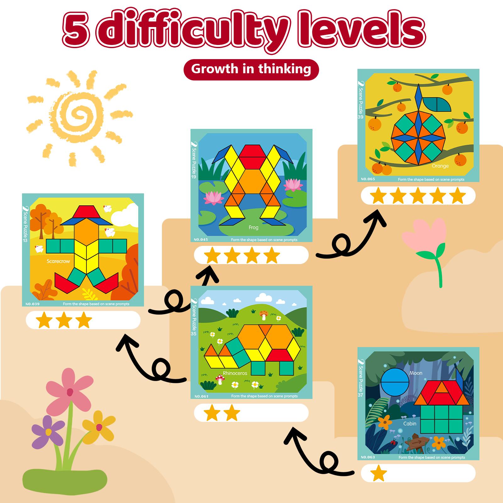 Edutree Creative Magnetic Puzzle, Wooden Jigsaw Geometric Puzzle Toys, Geometric Building Block Puzzle, Shape Cognition & Fine Motor Skills Training, Birthday Halloween Gifts For Boys Girls