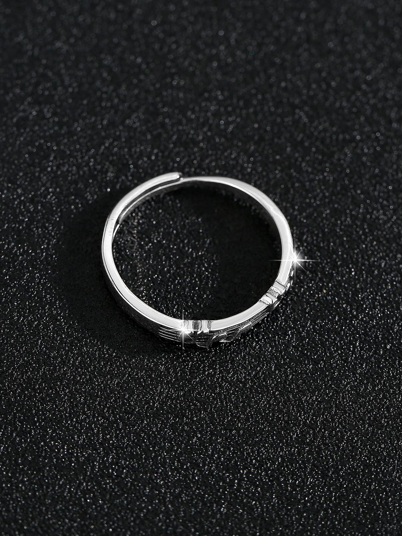 Creative Music Note S925 Silver Ring, Vintage Musical Staff Design, Adjustable Couple Finger Ring, Perfect Gift for Lovers