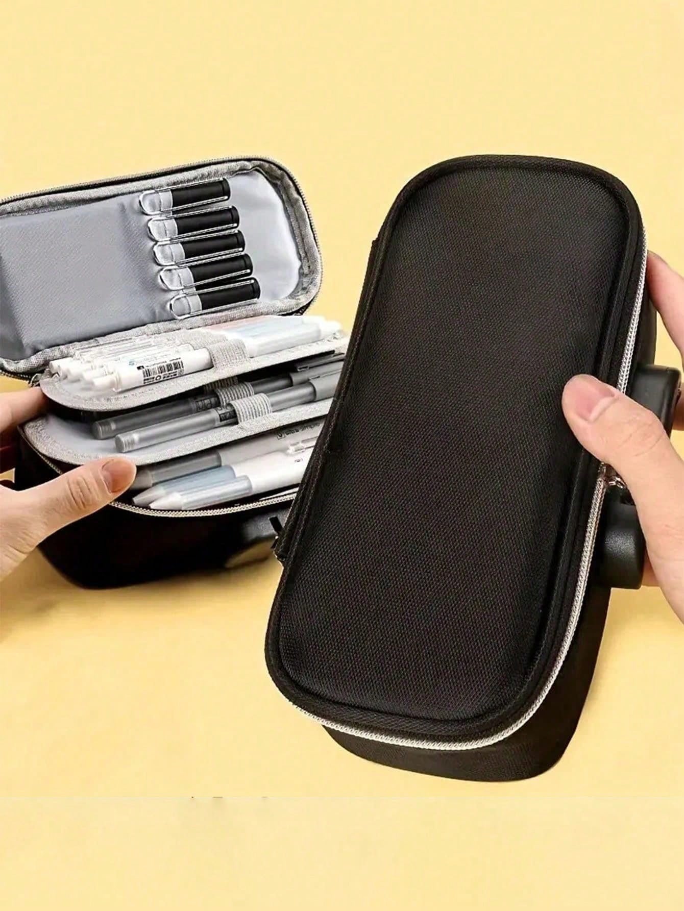 Portable Multifunctional Storage Box, Handheld Combination Lock Pencil Case, Boy Canvas Stationery Box, School Student Large Capacity