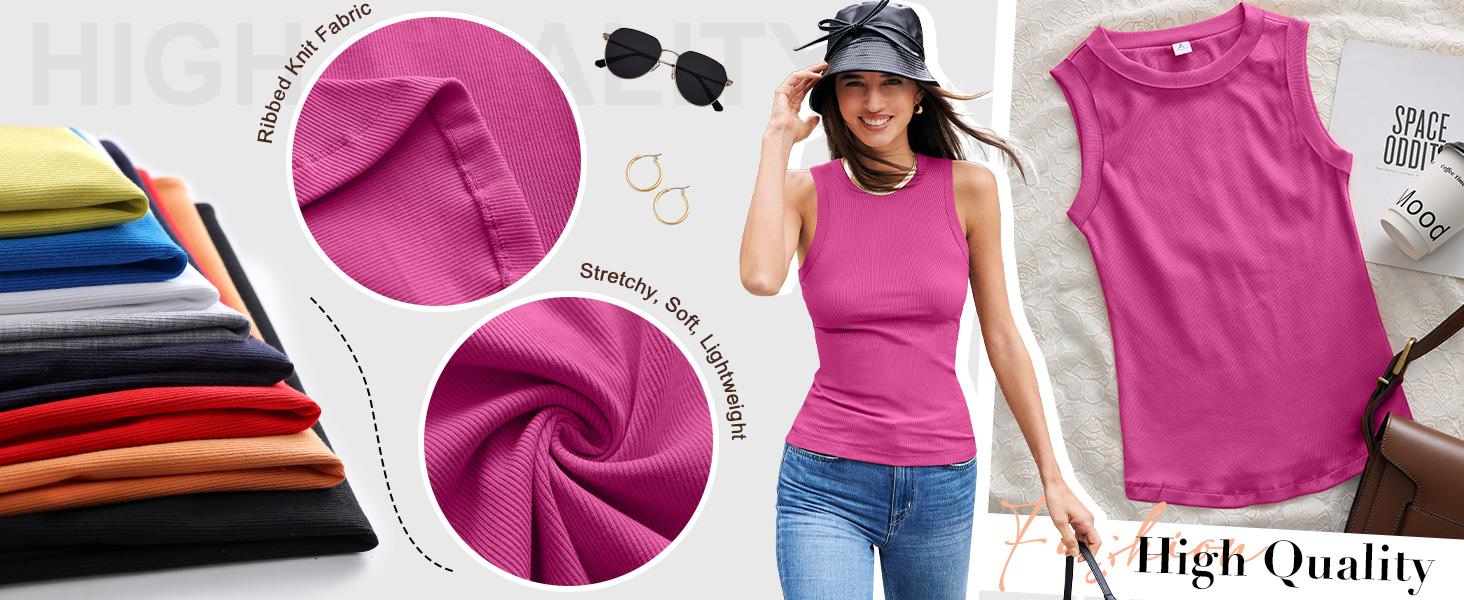 ANRABESS Womens Sleeveless High Neck Tank Tops Summer Casual Basic Slim Fit Ribbed Tee Shirts Racerback Blouses Tube Top Knit Crop Tops ANRABESS Womens Sleeveless High Neck Tank Tops Summer Casual Basic Slim Fit Ribbed Tee Shirts Racerback Blouses Tube Top Knit Crop Tops