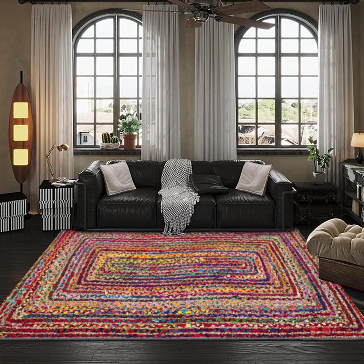 Velvet soft and comfortable patterned printed carpet, Geometric pattern rug, suitable for multiple scenarios, available in various sizes, soft and non-shedding.