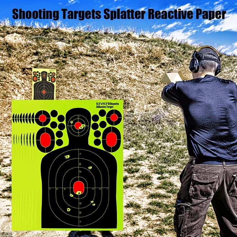 20/30 Pack 14.5 Inch Human Silhouette Shooting Targets, Reactive Splatter Fluorescent Glow Paper Targets, Impact Visible Training Paper For Outdoor Tactical Equipment Shooting Practice