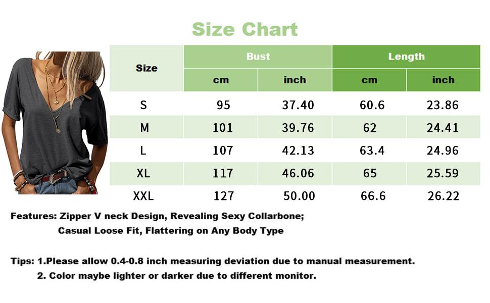 Goranbon Women Fashion Deep V-Neck Short Sleeve Tops Solid Casual Loose Basic T Shirt