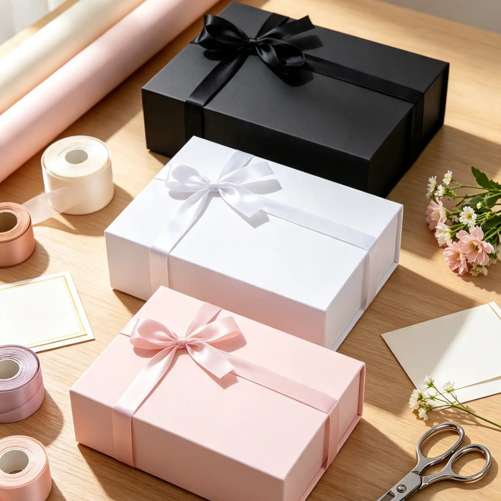 High-End Gift Box Set with Magnetic Closure and Ribbon Decoration, Ideal for Best Man Invitations, Weddings, Christmas, Halloween, Birthdays, Anniversaries