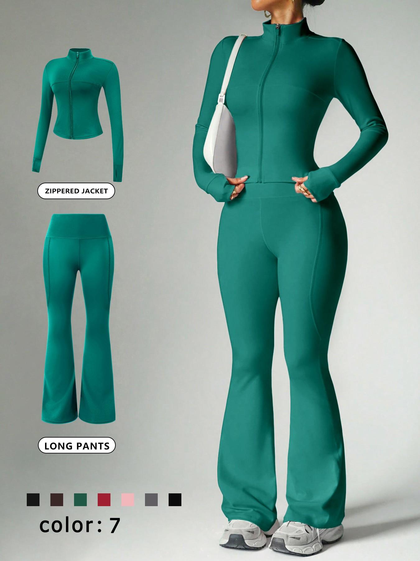 Women's 2 Piece Set Loungewear Set Stand Collar Zip-Up Jacket Wide Leg Flared Pants High Stretch Slim Fit Suitable For Daily Outings Home Sports Yoga Athletic Activewear Tracksuits Comfortable Travel Wear Casual Fashion Coat Long Sleeve Pajama Set Women's 2 Piece Set Loungewear Set Stand Collar Zip-Up Jacket Wide Leg Flared Pants High Stretch Slim Fit Suitable For Daily Outings Home Sports Yoga Athletic Activewear Tracksuits Comfortable Travel Wear Casual Fashion Coat Long Sleeve Pajama Set