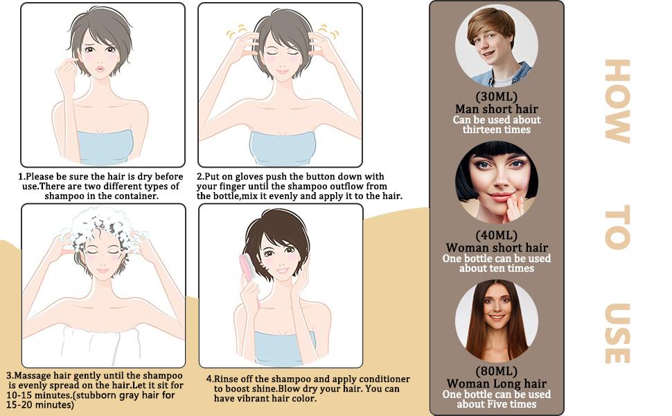 Silver Gray Hair Dye Shampoo 3 in 1 - Instant Shampoo Para Pintar el Cabello for Refresh Blonde Hair, Herbal Shampoo Hair Dye for Women Men, Easy to Use & Long Lasting Hair Color Shampoo 16.90 oz