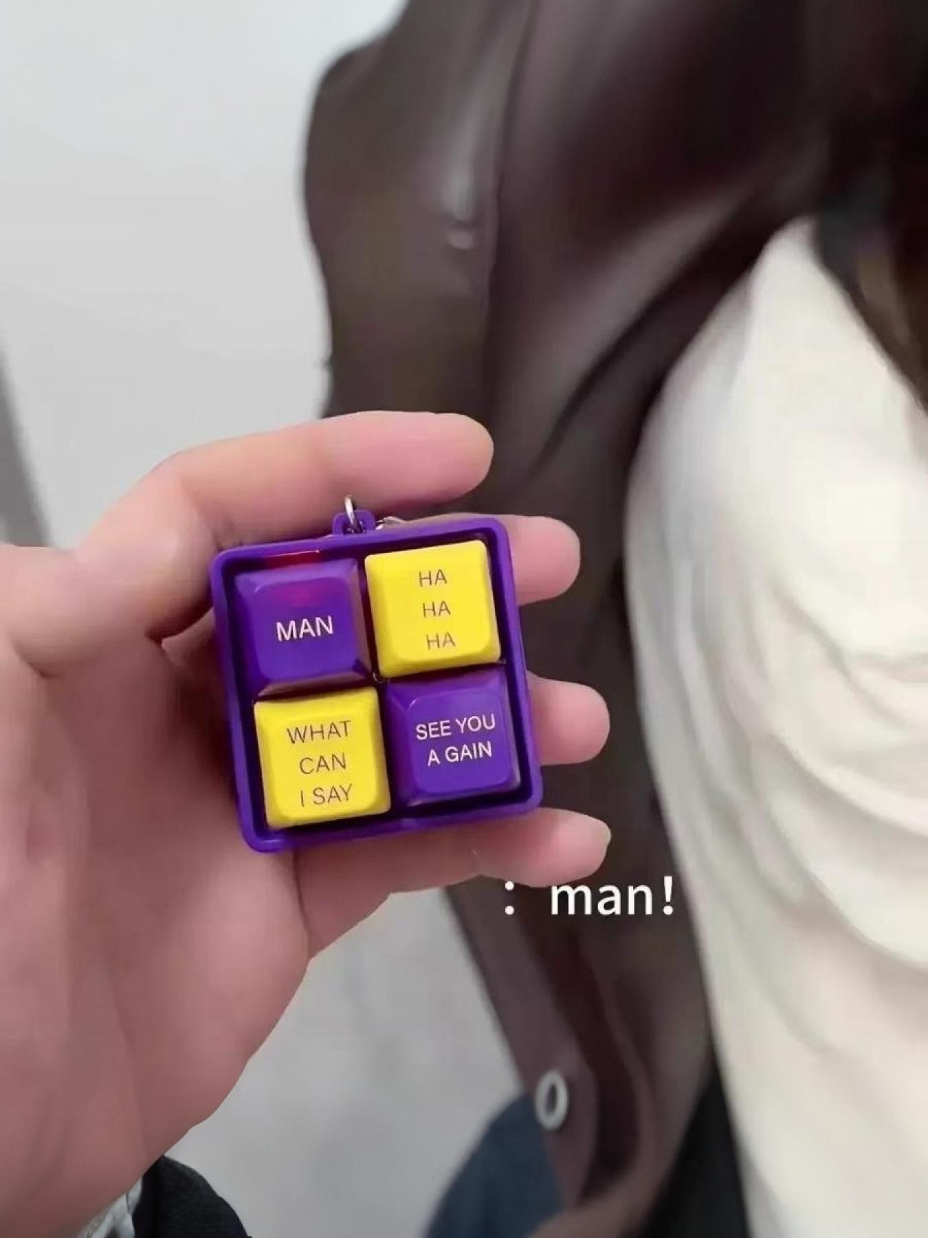 Mamba Theme 4-Key Sound Keycap Keychain Purple Gold trendy cute keychain Fun Collectible Gift