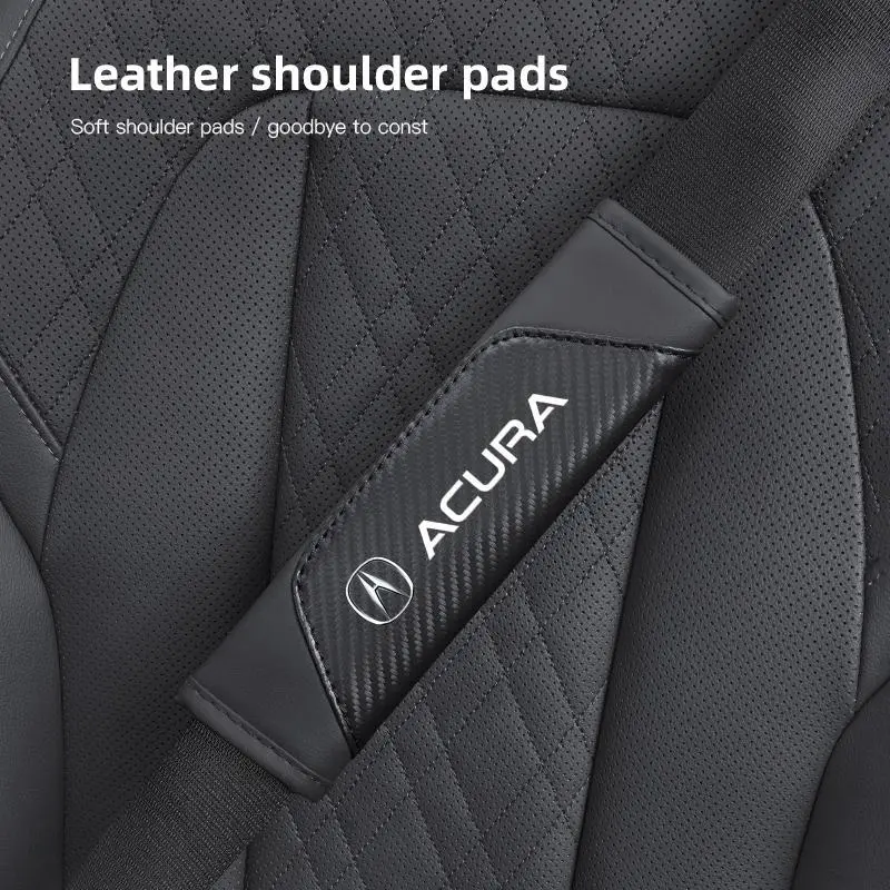 2pcs Car Seat Belt Cover Leather Shoulder Pad Accessories For Acura TSX RSX MDX RLX RDX Integra CDX TLX-L NSX ILX TLX ZDX
