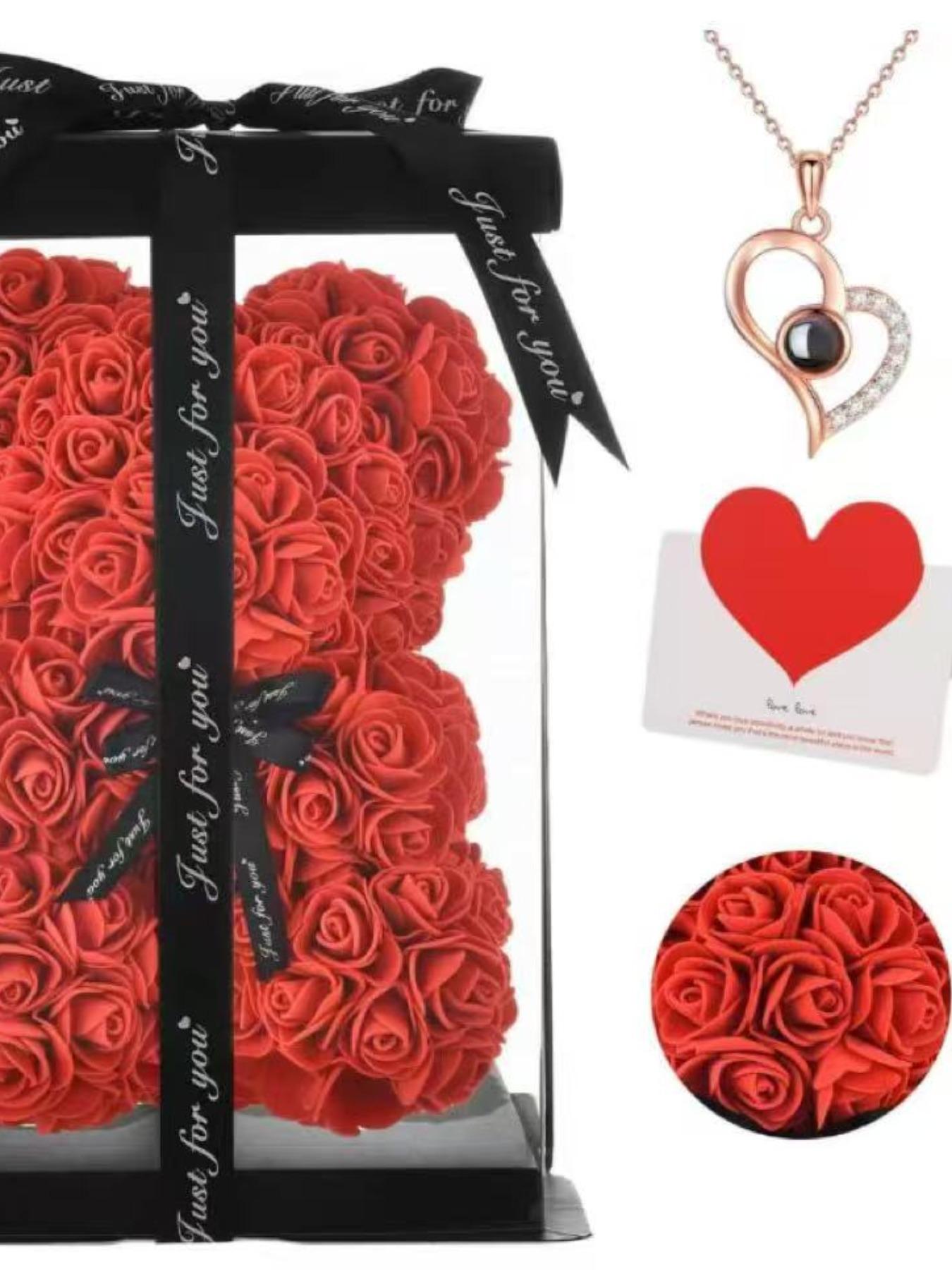 Set Includes 100 Languages Necklace Bear Card Gift Box Mother's Day Gift for Mom Valentine's Day Gift for Girlfriend