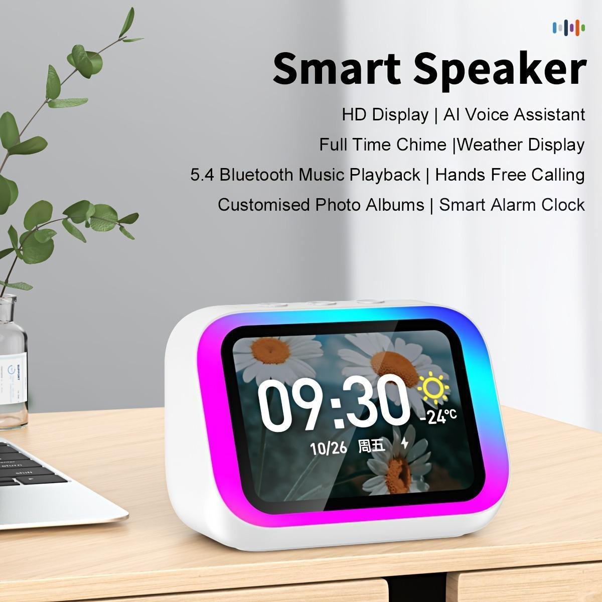 Ai Smart Speaker with Wireless Speaker and RGB Light, Hi-Fi Stereo, HD Display, Voice Assistant, Period Tracker, 1800mah Battery