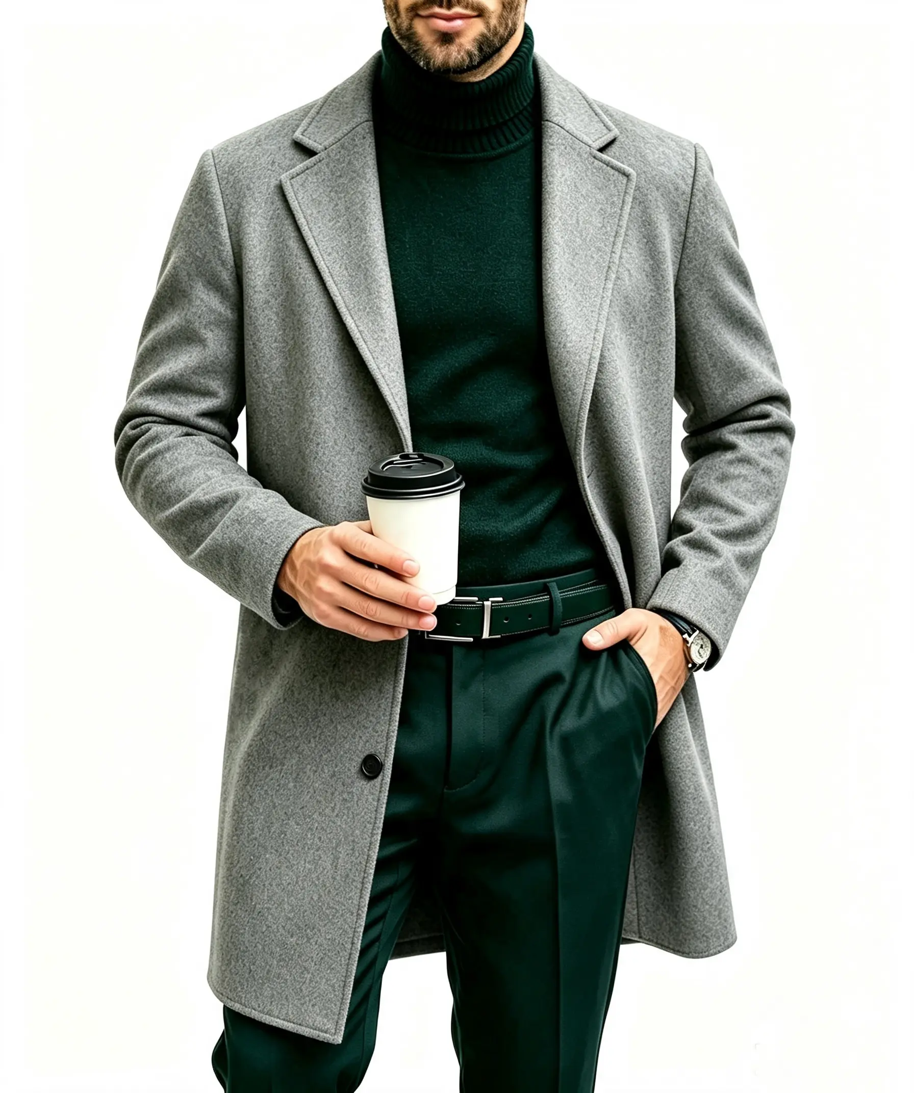 This new men's American-style solid color trench coat is a mature, sophisticated, and elegant gentleman's jacket, suitable for spring and autumn wear.