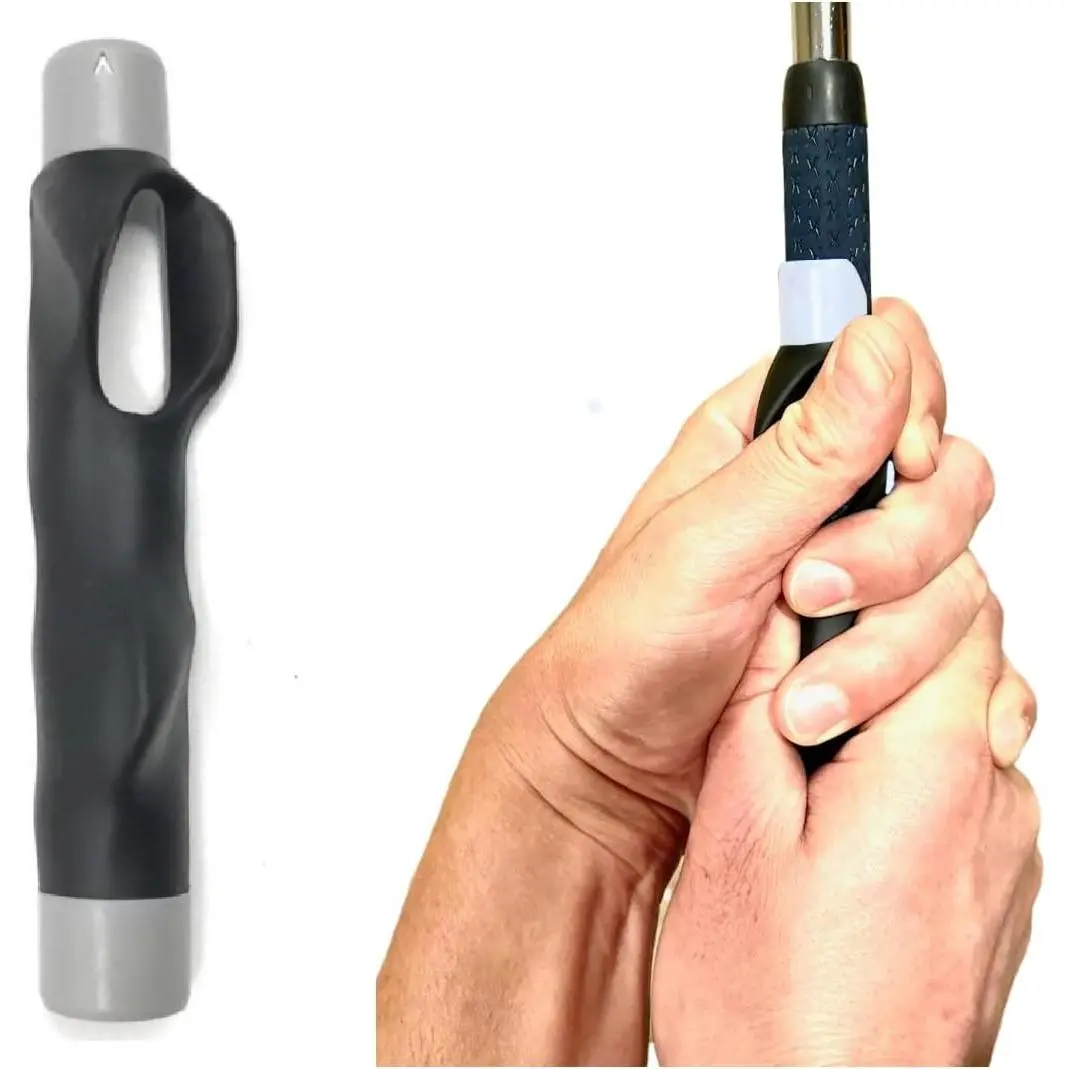 Left or Right Handed Golf Grip Trainer, Golf Swing Aid Club Attachment for Hand Placement Correction, Ergonomic Golf Training Tool