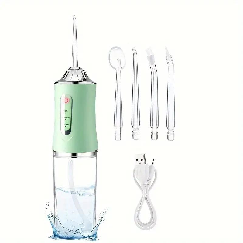 USB Portable Oral Irrigator Water Flosser Dental Spray Tool Toothpick Cleaner 200ML 4 Nozzles Oral Care Agent