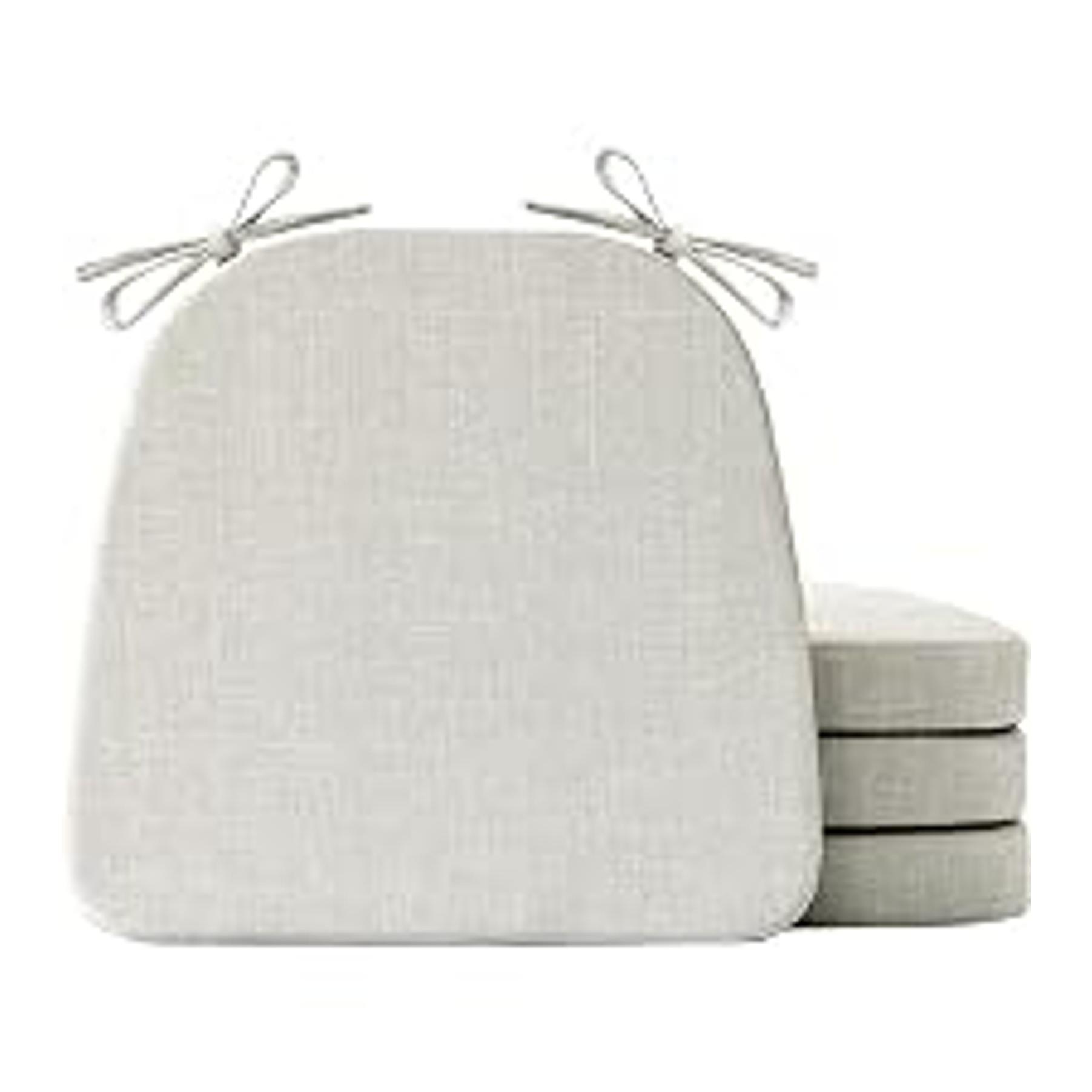 Chair Cushions, Memory Foam Dining Chair Cushions, Tufted Indoor Chair Pads, Set of 4, 16.5' x 16.5' x 3.5', Beige