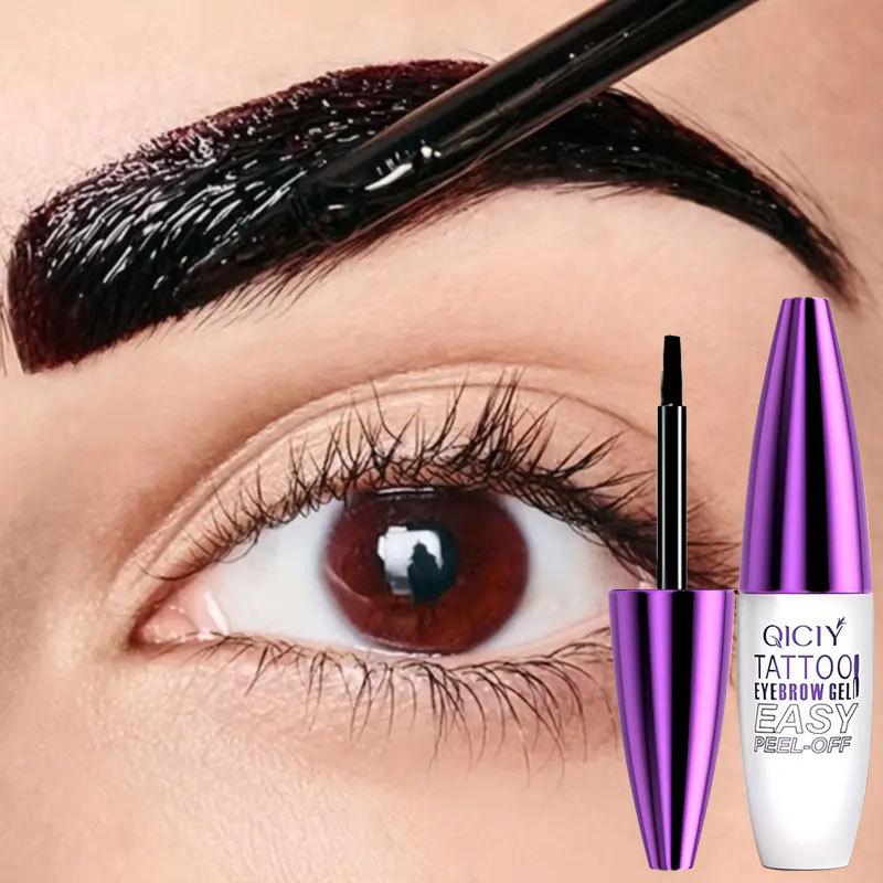 Easy Peel-Off Eyebrow Gel-Waterproof &Sweatproof, Long-Lasting Black or Brown TattooTint, Film Forming, Medium Coverage for All SkinTypes Makeup Tech 01 eyebrows  gel brow Cosmetic eyebrowtint
