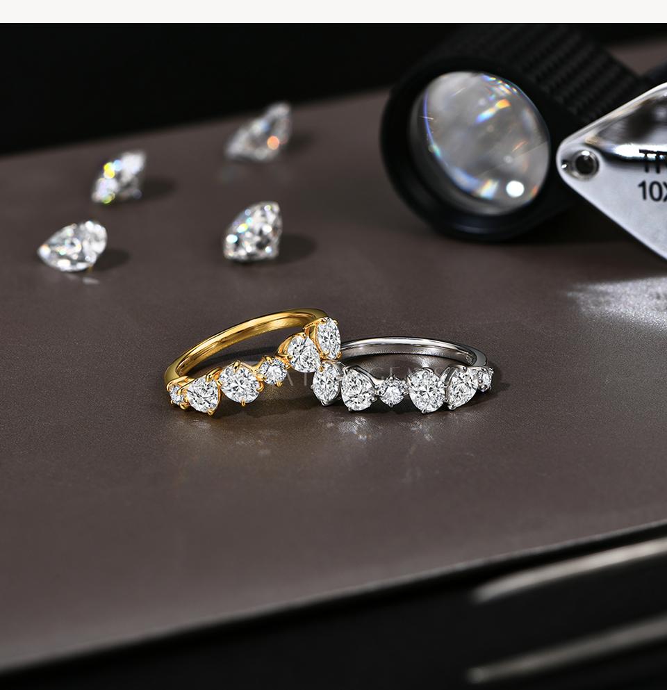 Pear&Round&Oval Cut sparkling Synthetic Moissanite ring D Color VVS1  Anniversary Gift R142 SpringStatements