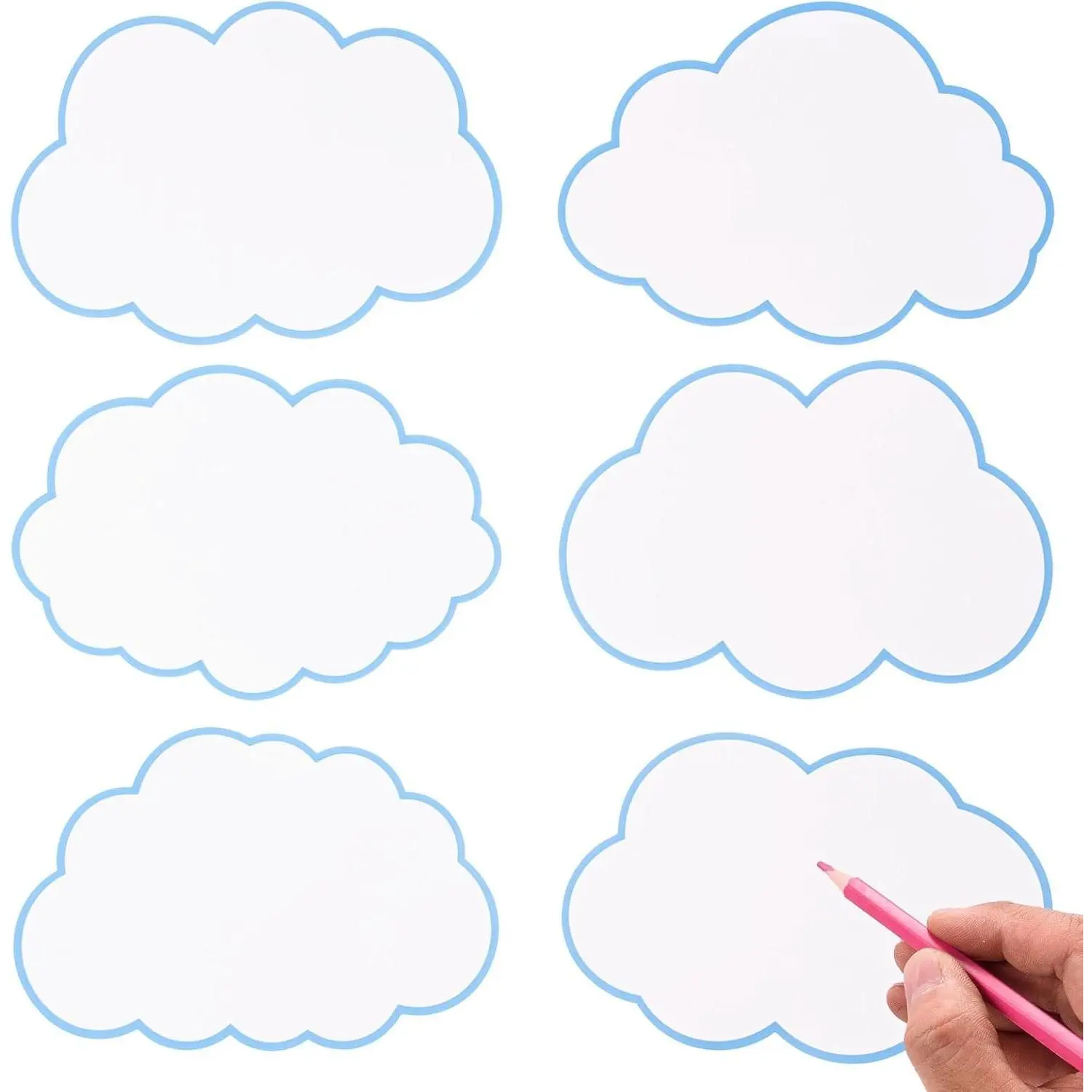 60 Pcs Large Clouds Cutouts 7.48x5.12 Inch Paper Cloud Die-Cuts Accents White Clouds Cutouts Accents for Bulletin Board, Classroom, Cork Board, White Board, Nursery, Baby Shower Party Decor