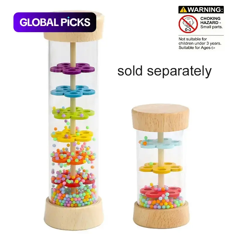 Rain Sound Tube Toy, Sensory Tubes, Rainbow Hourglass Sand Bell Sensory Educational Toy, Classroom Musical Sensory Toy, Available in Small or Large Size, Gift for Kids #GLOBAL PICKS