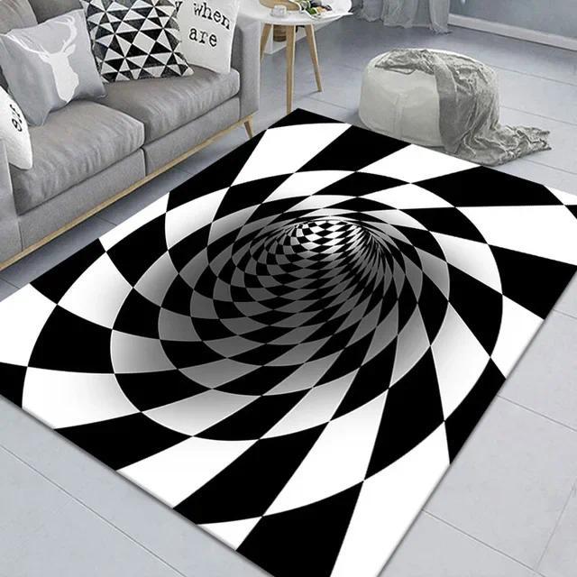 2D Vortex Skull Checkerboard Flannel Area Rug - 2D Illusion Red Eyes Skeleton Print Soft Mat for Living Room, Non-Slip Gothic Home Decor #2DSkullRug #CheckerboardVortexMat #GothicHomeDecor #2DIllusionCarpet #NonSlipFlannelRug