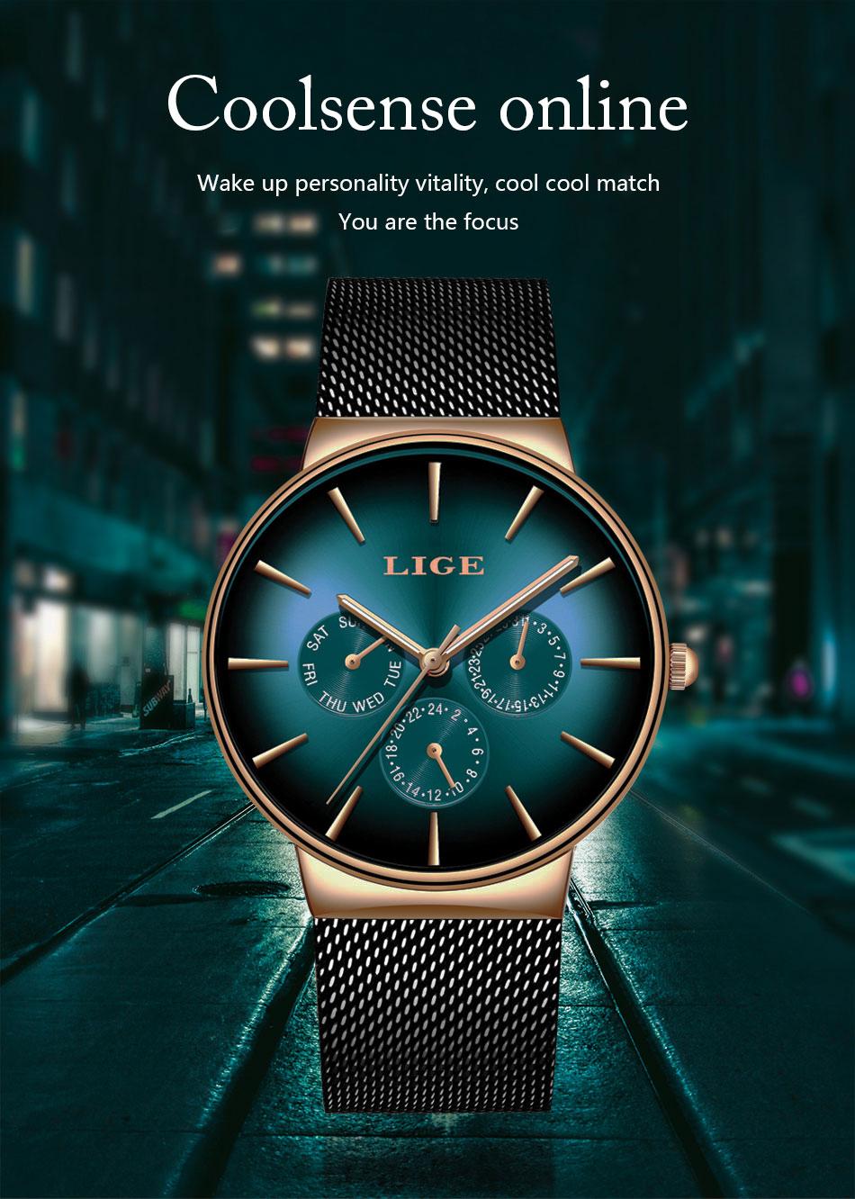 Business leisure watc,mineralhigh hardness glass mirror wateproof black blue