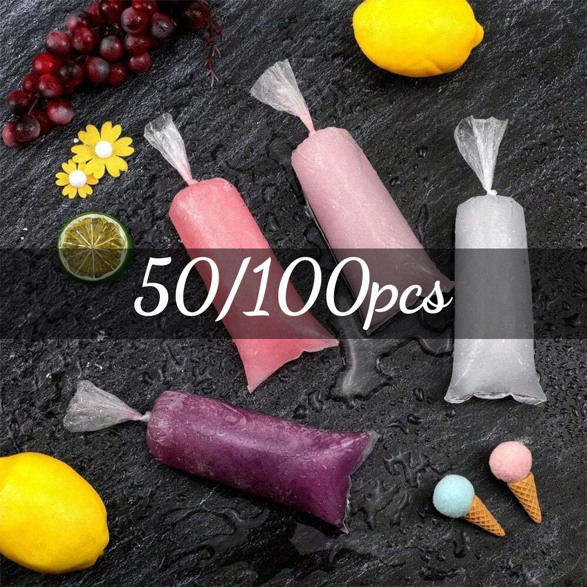 50/100 Pcs Ice Pop Bags, 30cmx5.5cm Plastic Mold, Self-Seal, Durable, Ideal for Ice Cream, Yogurt, Parties, Travel, Wedding, Birthday, Kitchen Supplies