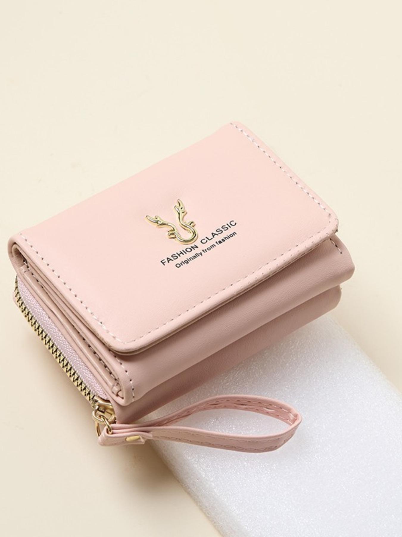 Women's Short Antler Wallet, Mini Zipper Coin Purse, Trifold Buckle Card Holder, Valentine's Day Gift, Birthday Present