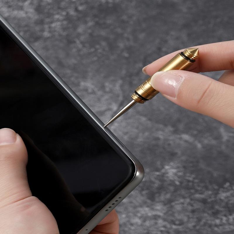 Multifunctional Brass Toothpick Knife Keychain Holder Card Pin Opener Mailbox Removal Tool, Durable & Versatile Design