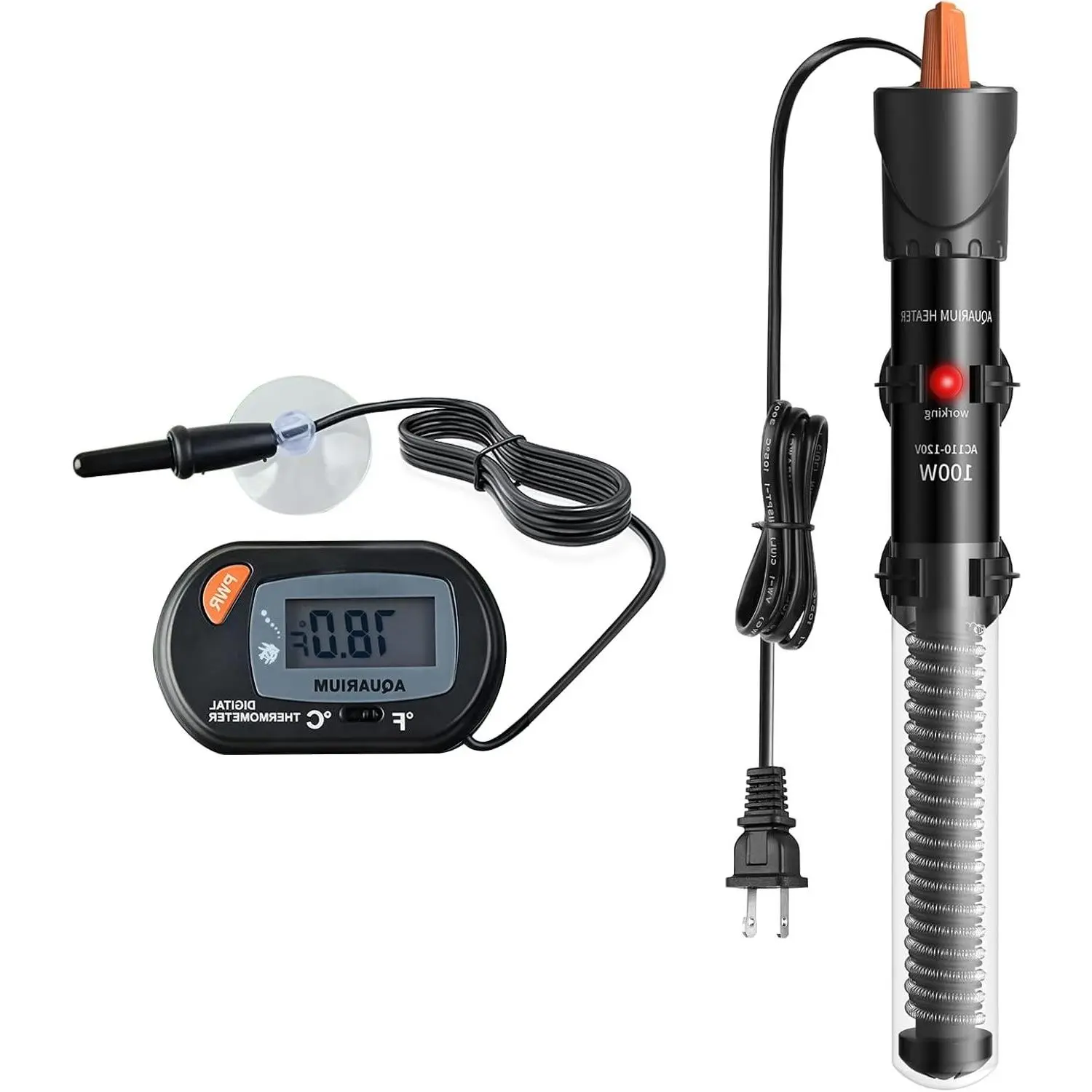 Aquarium Heater 25W/50W/100W/200W/300W, Adjustable Knob Fish Tank Heater with Digital Thermometer, Submersible for Freshwater & Saltwater Tanks - Ideal for Betta & TurtleGift