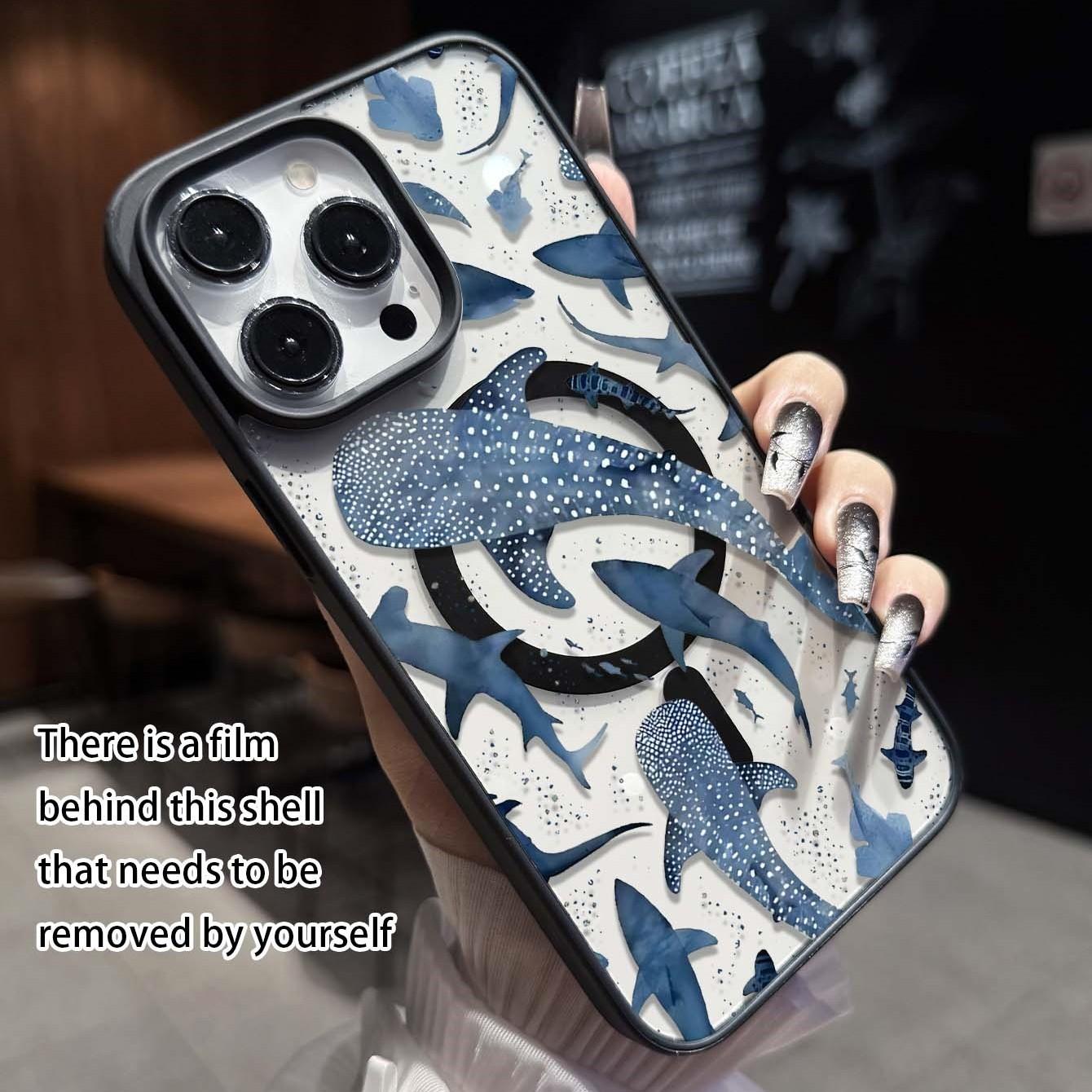 Whale Pattern Magnetic Ring Case, Ultra Transparent Acrylic Anti-Drop Phone Cover, Compatible with Samsung Galaxy a Series, Accessories