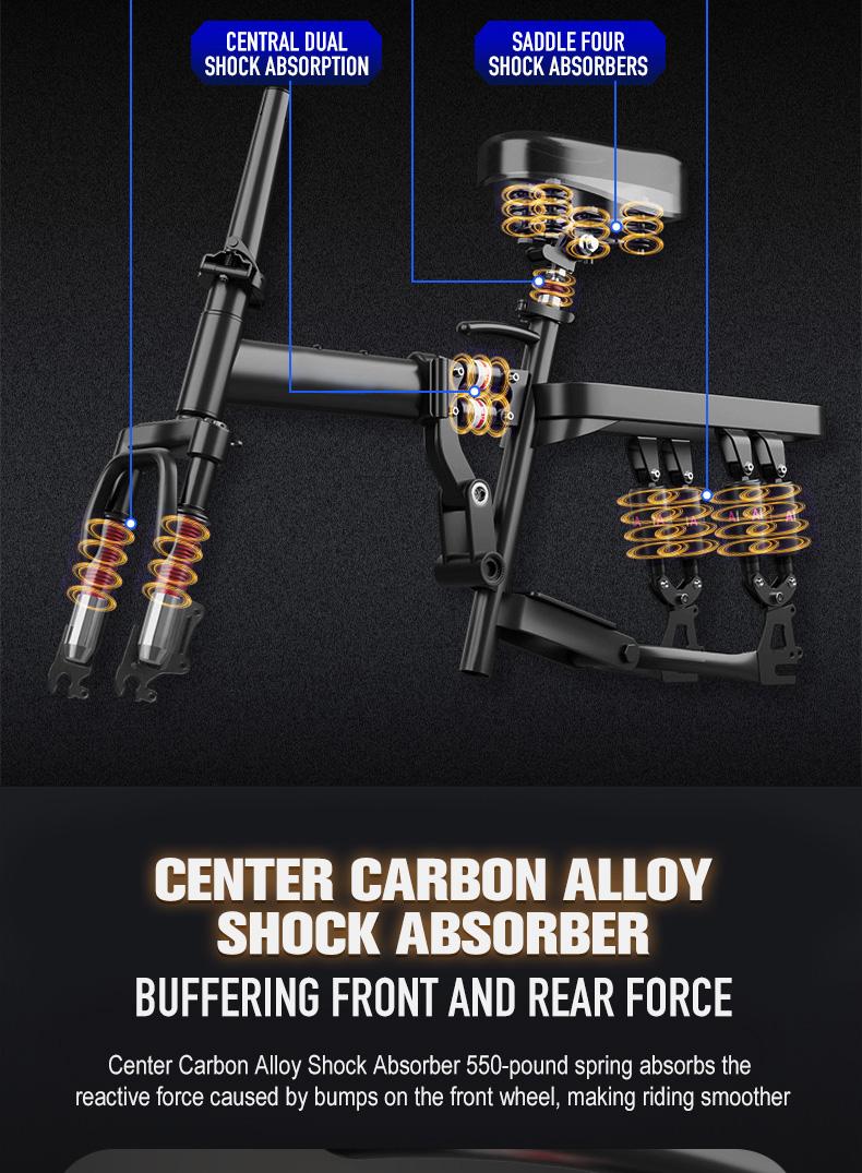 Adult Electric Bicycles 500W 48V 15AH 40KM Foldable Commuter Bikes with Detachable Batteries 20 Miles Per Hour 16 Stage Damping Folding Ebike