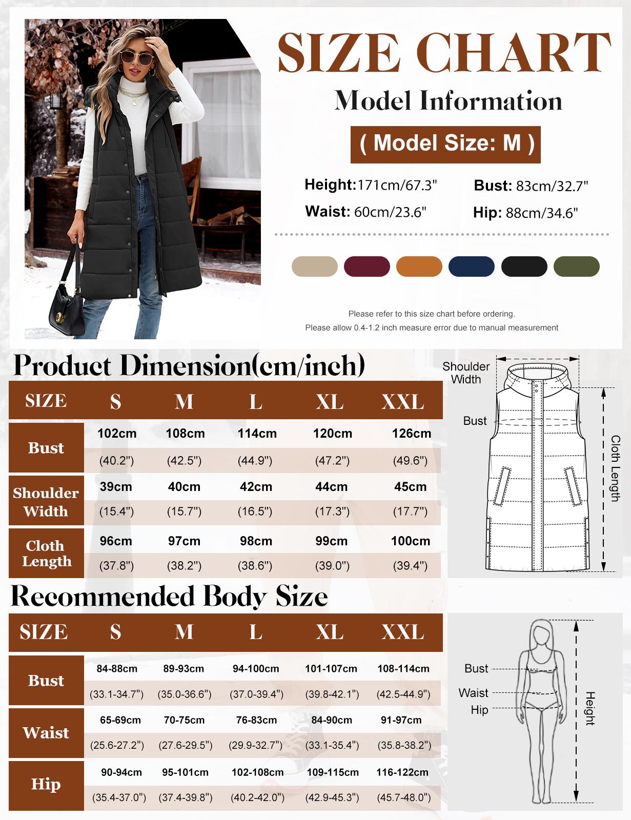 UMIPUBO Long Puffer Vest Women Quilted Down Jackets Sleeveless Puffy Vest Zip Up Winter Coats Fall Outerwear