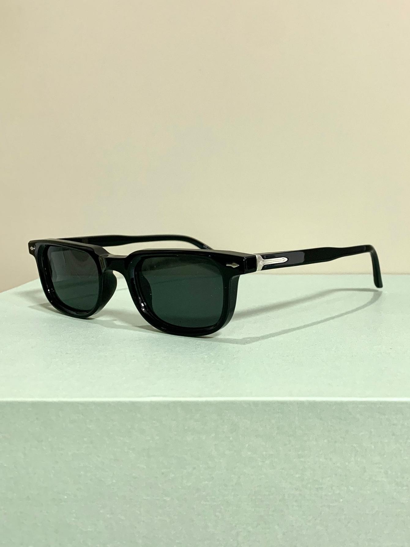 Rectangular Narrow Frame Glasses, Retro Fashion Trend Decorative Eyeglasses for Men and Women, Novelty Metal Hinges