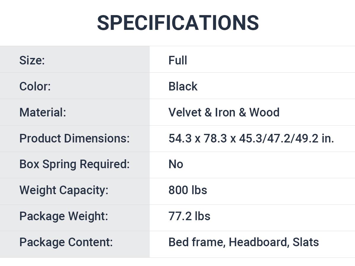 Allewie Full/Queen/King Velvet Upholstered Bed Frame - 【Frame Only No Mattress】Adjustable Tiara Headboard with Diamond Button Tufting & Wood Slats, Black, #TikTokShopBlackFriday #Christmas Gifts